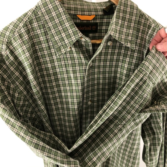 Timberland Green Plaid Button Down Shirt L - Picture 6 of 8